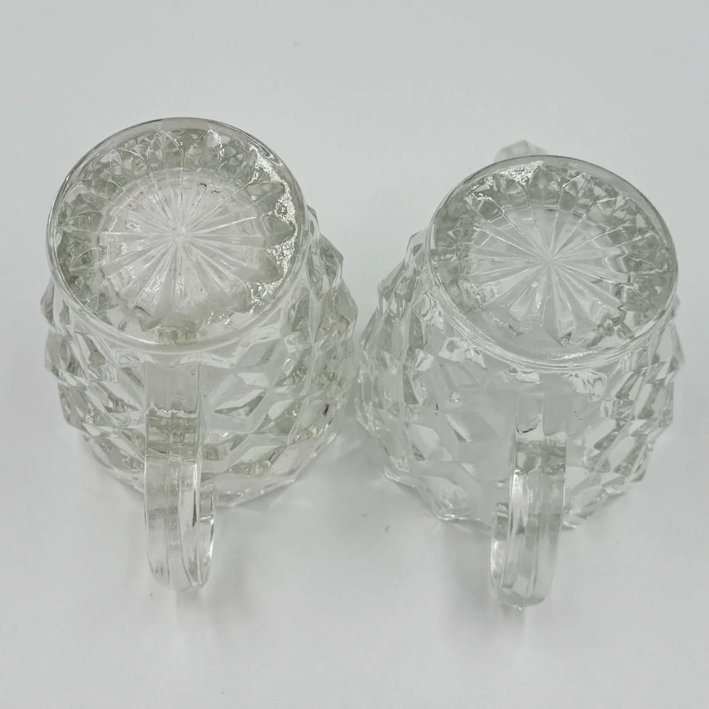 Vintage Fostoria American Clear Glass Cubist Open Sugar & Creamer Set